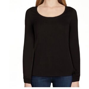 NWT No Boundaries Long-Sleeve Tee, Scoop-Neck, Black, XS